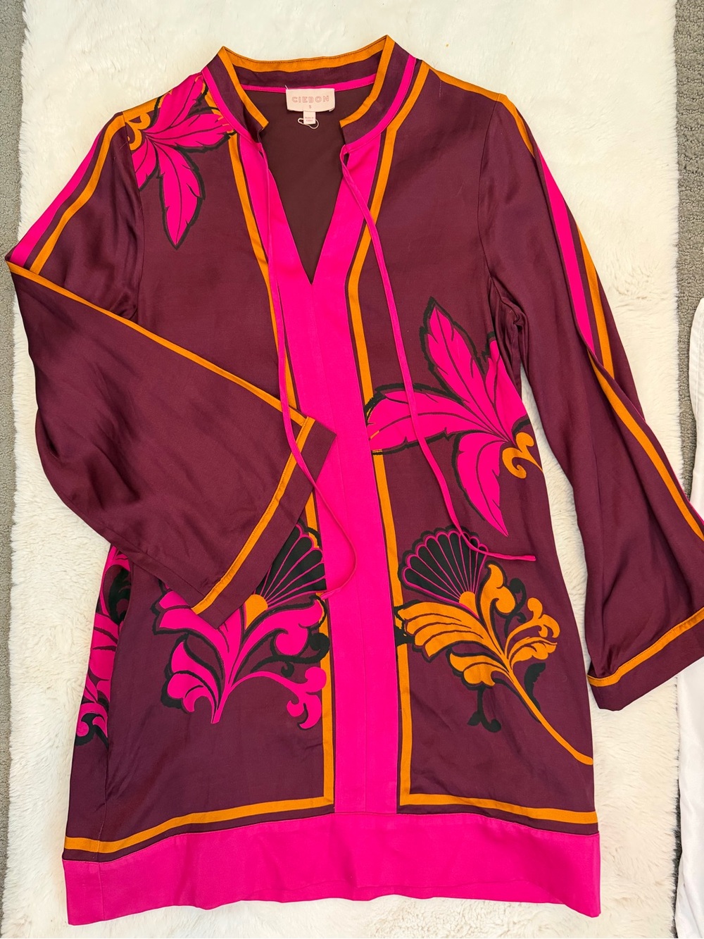 Ciebon Women's Magenta & Plum Floral Tunic Dress